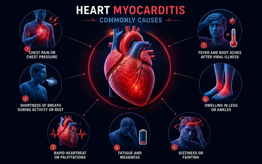 Heart myocarditis commonly causes